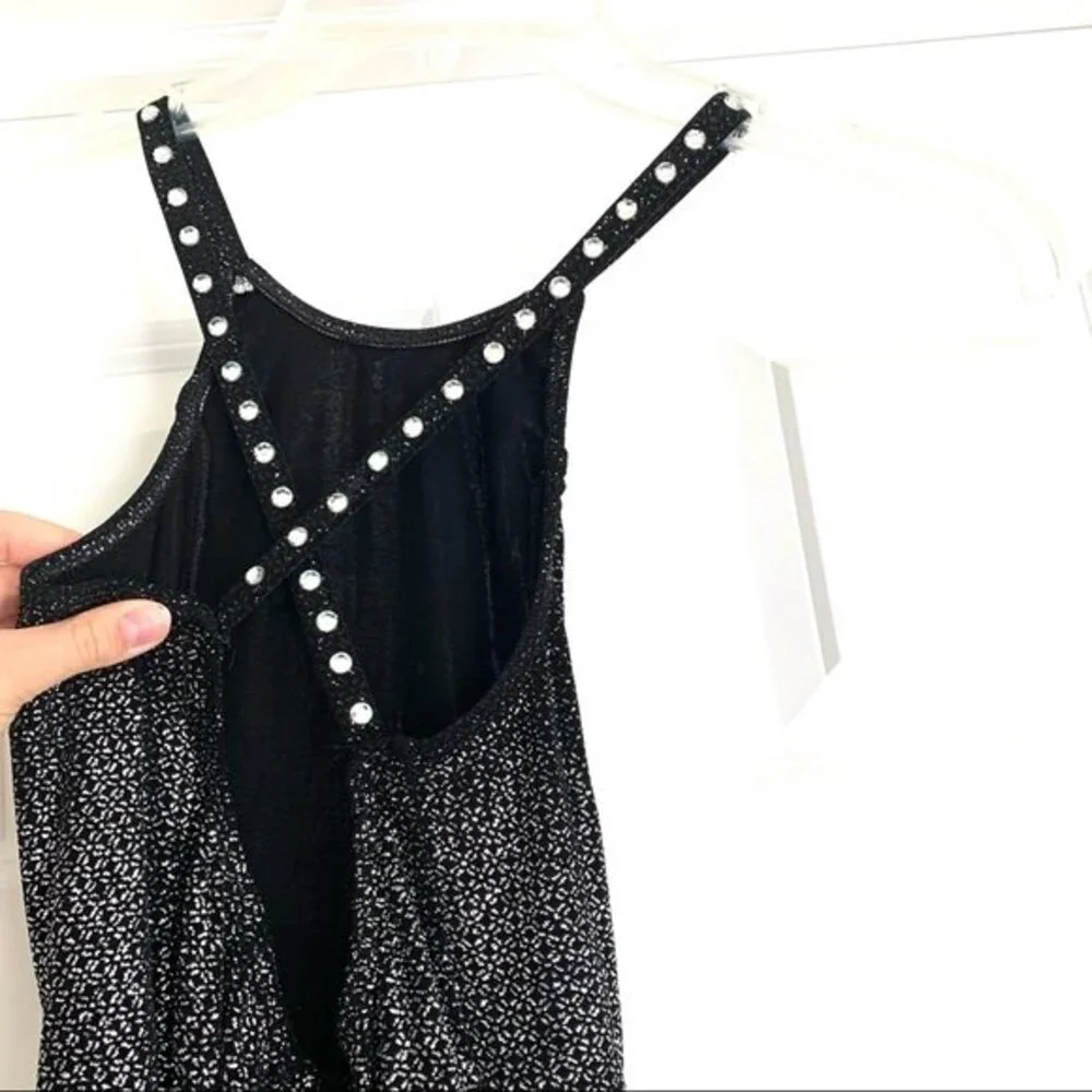 Art Stone Black & Silver Glitter Tunic Dress Dance Costume size Large Child Girl